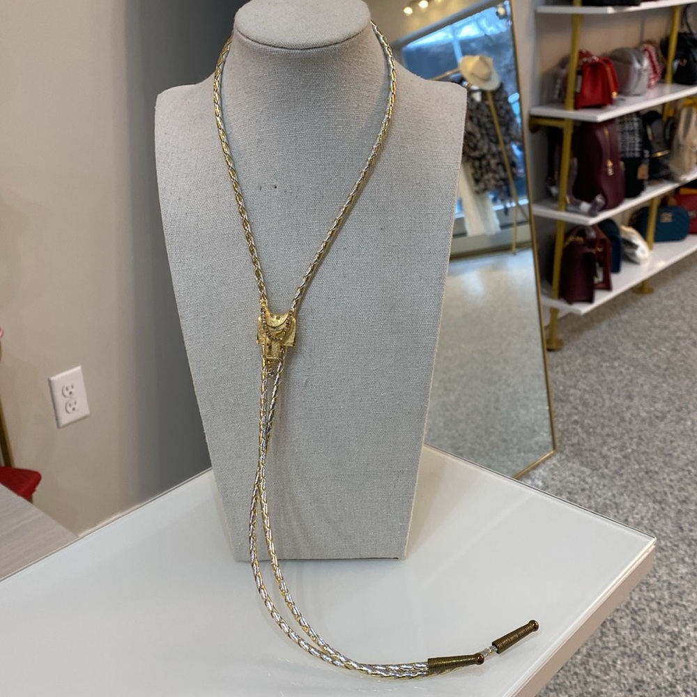 Elegant Gold and Silver Tone Bolo Tie - Picture 6 of 7
